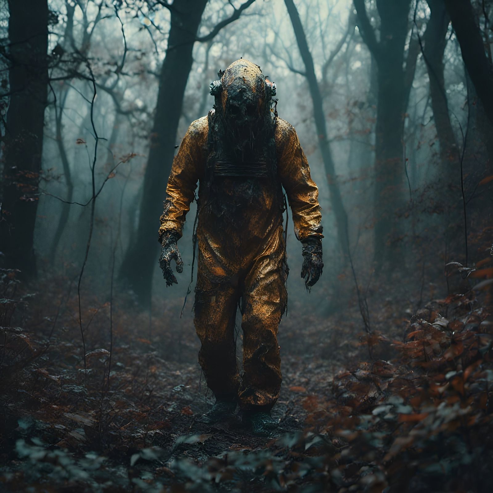 Eerie Forest Encounter with Stalker in Hazmat Suit