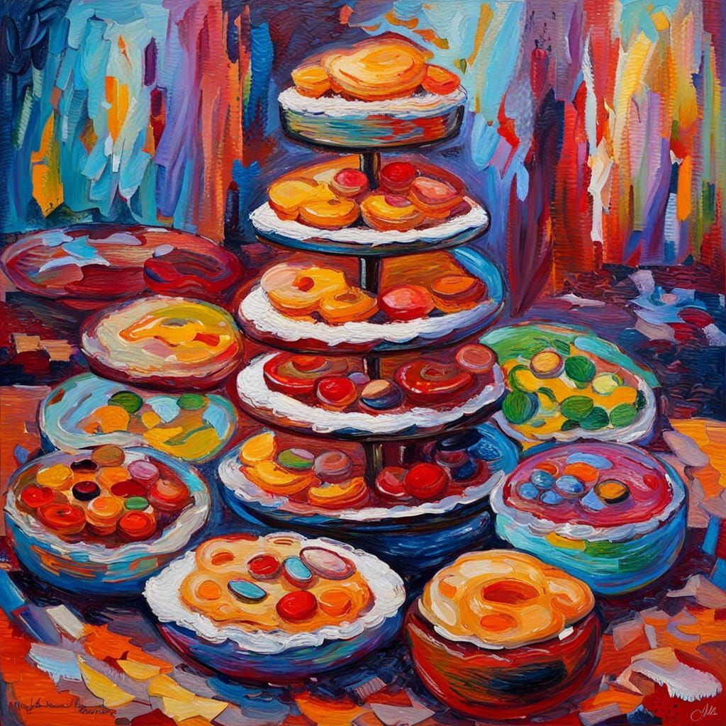 Colorful Expressionist Sugar Pie Impasto Oil Painting