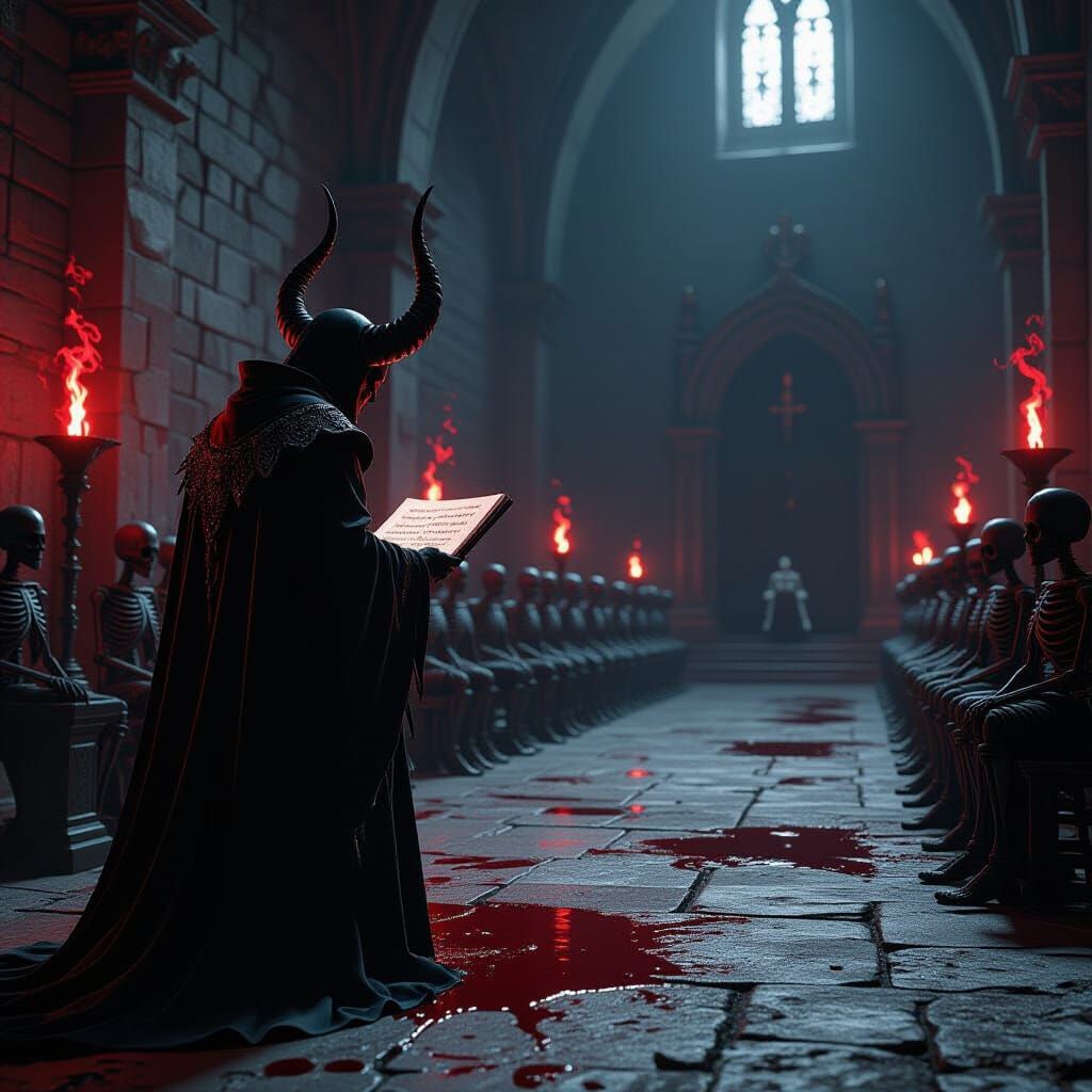 Devil Records Names of the Dead in a Skeleton Queue