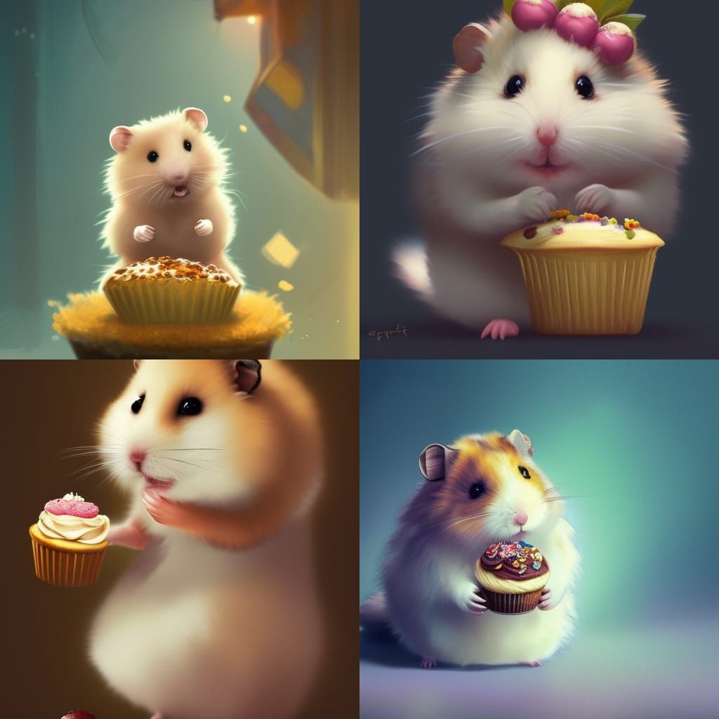 Cute Hamster and Cupcake Concept Art