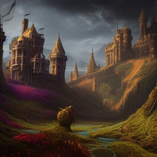 Fantastical Castle Concept Art in Detailed Matte Painting