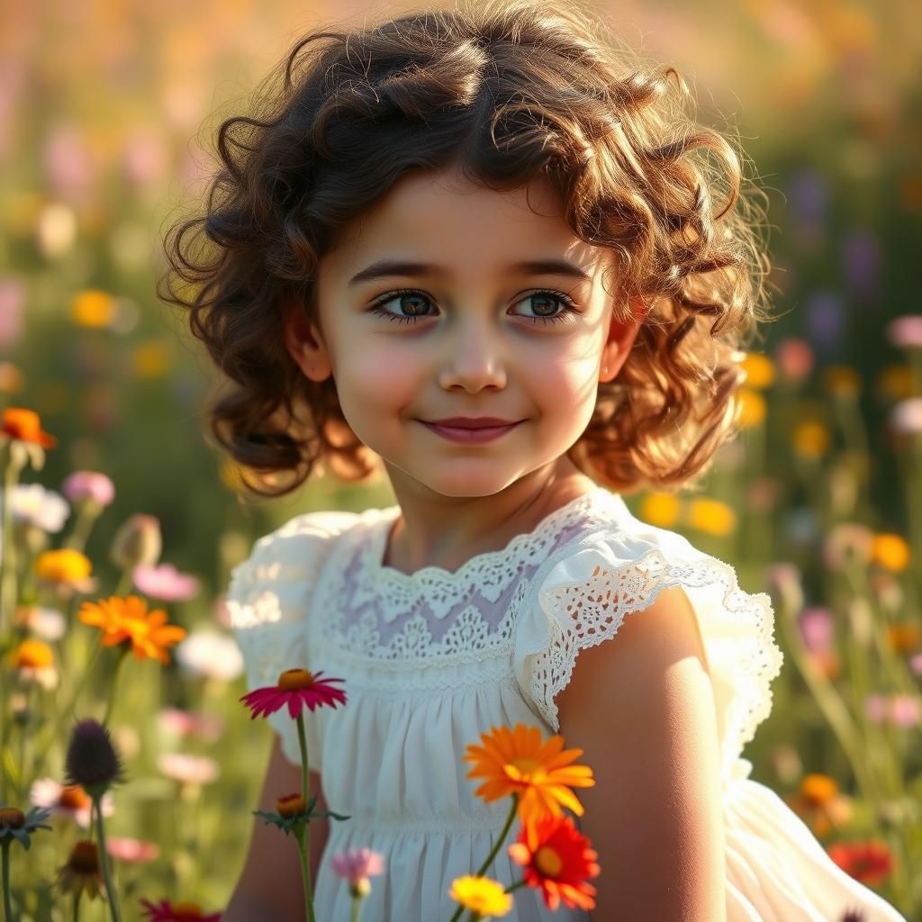 Girl in Meadow, Whimsical Romantic Art