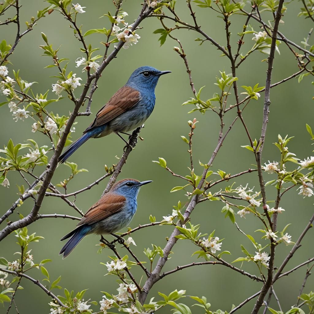 Rufous Nightingale in Hazel Tree