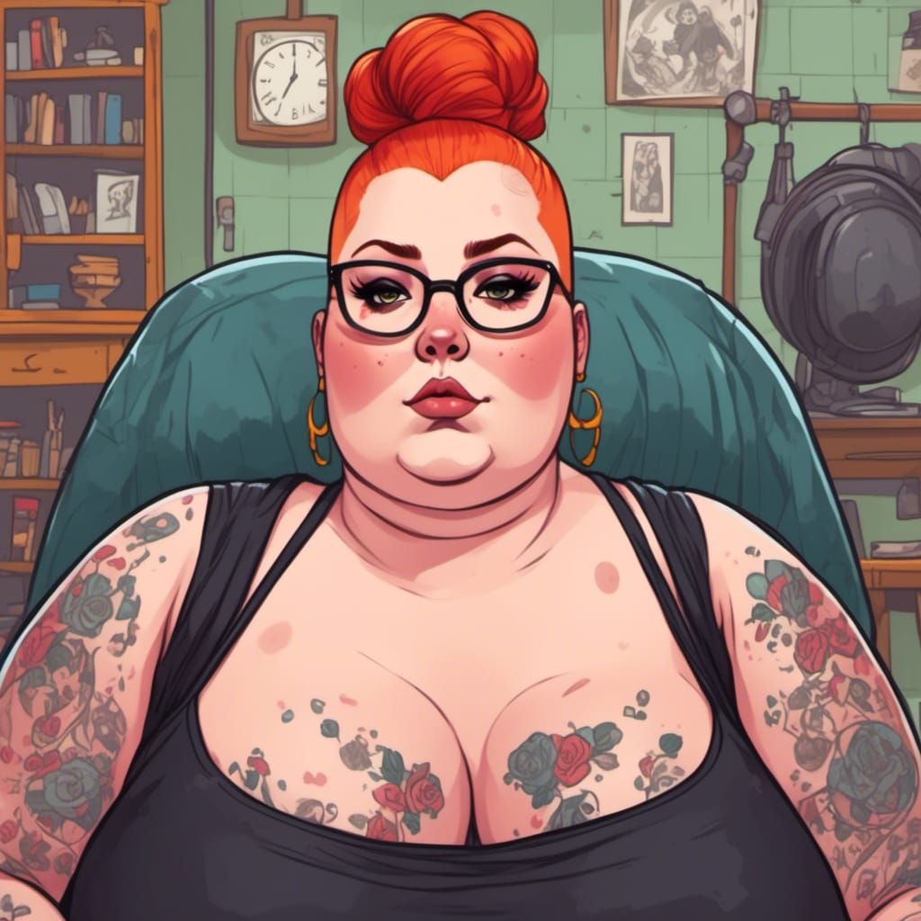 Gothic Plus-Size Model with Shaved Head