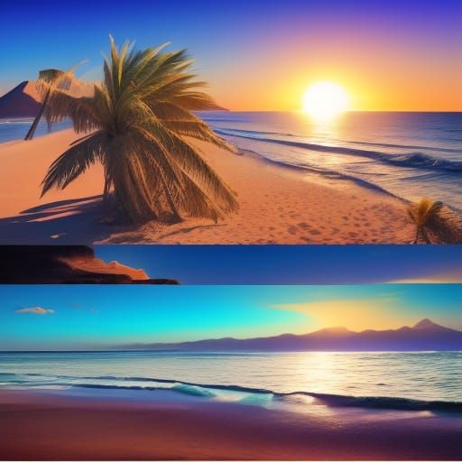 Ocean Meets Desert: Vibrant Oil Painting at Sunset