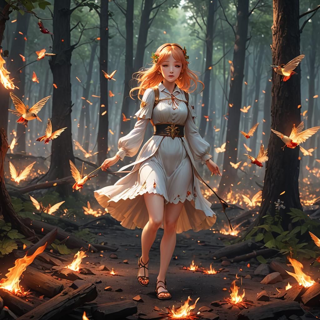 Crying Princess Walks Through Fire: 3D Anime Art