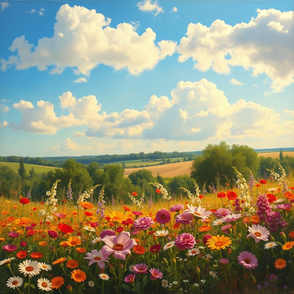 Idyllic Floral Landscape in Soft Focus
