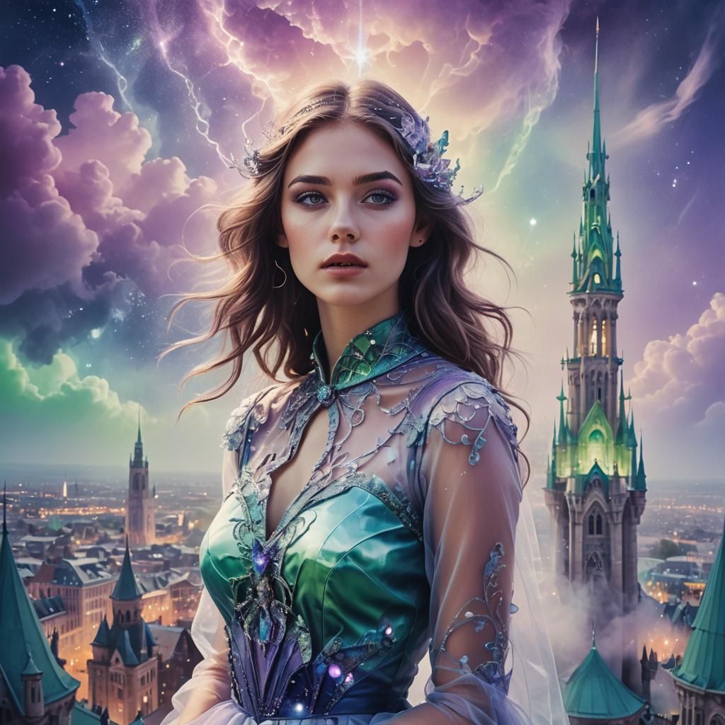 Ethereal Teenager Gazing at a Distant City