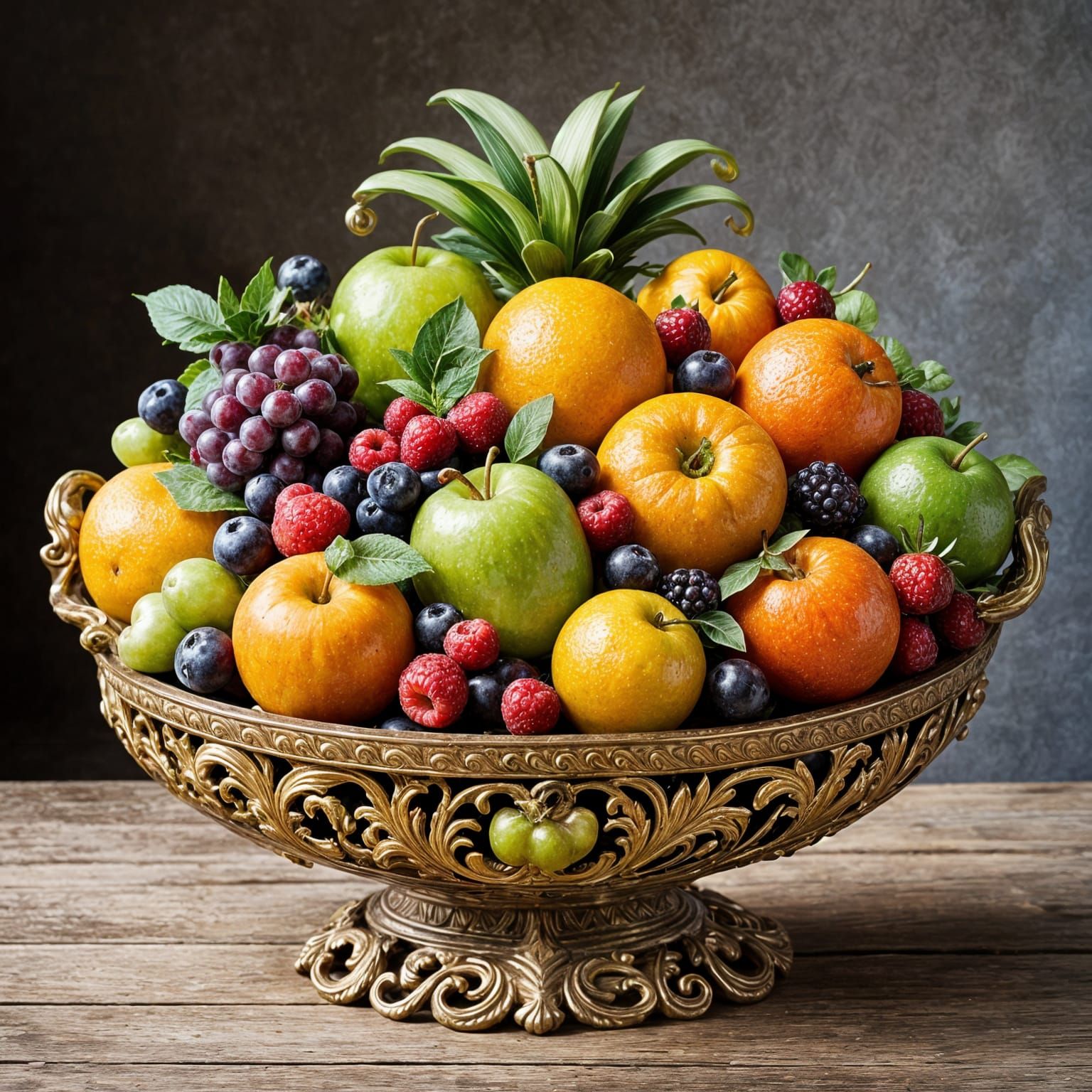 Ornate Fruit Bowl with Smiling Faces
