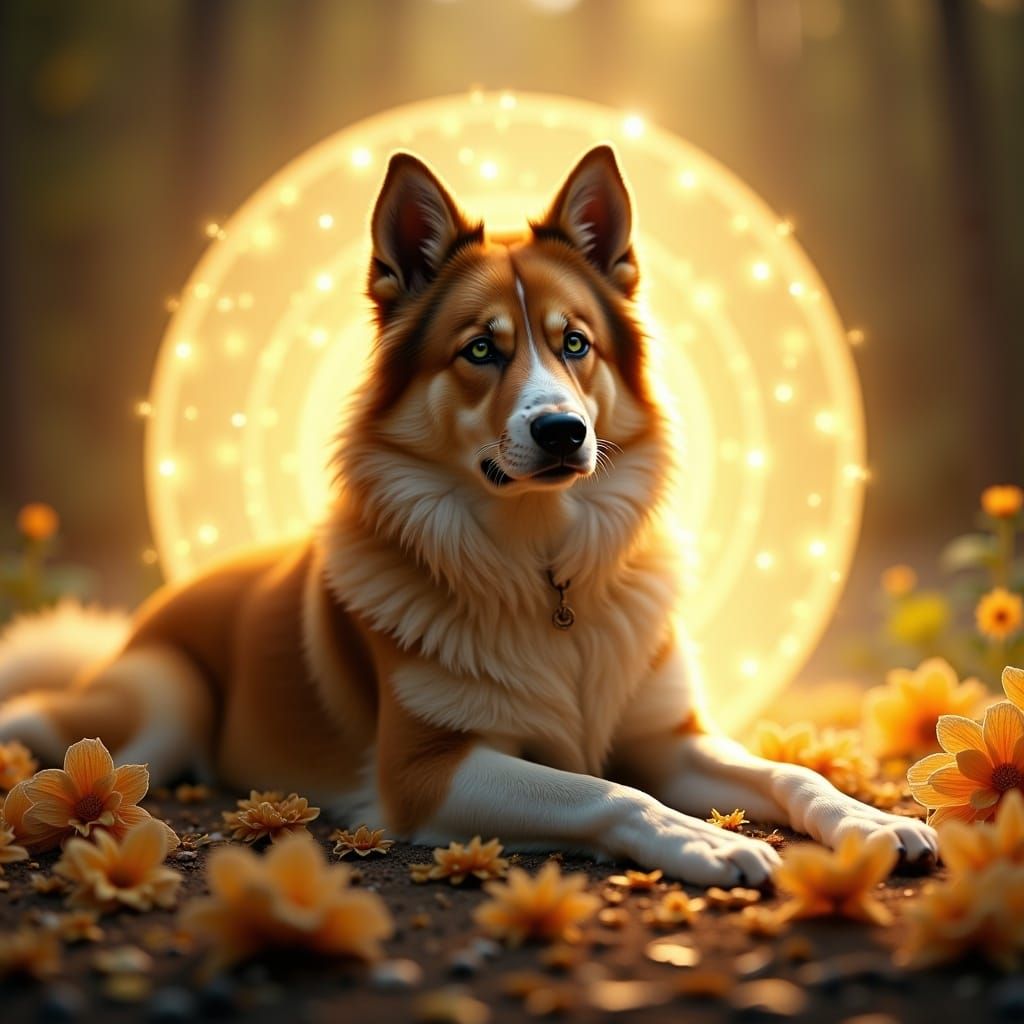 <lora:flux-artsy:1.0> Majestic dog