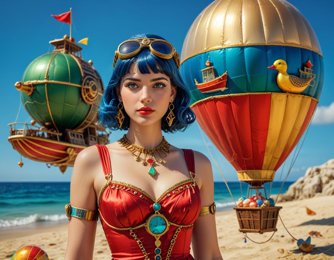 Cleopatra's Steampunk Beach Vacation in 3D