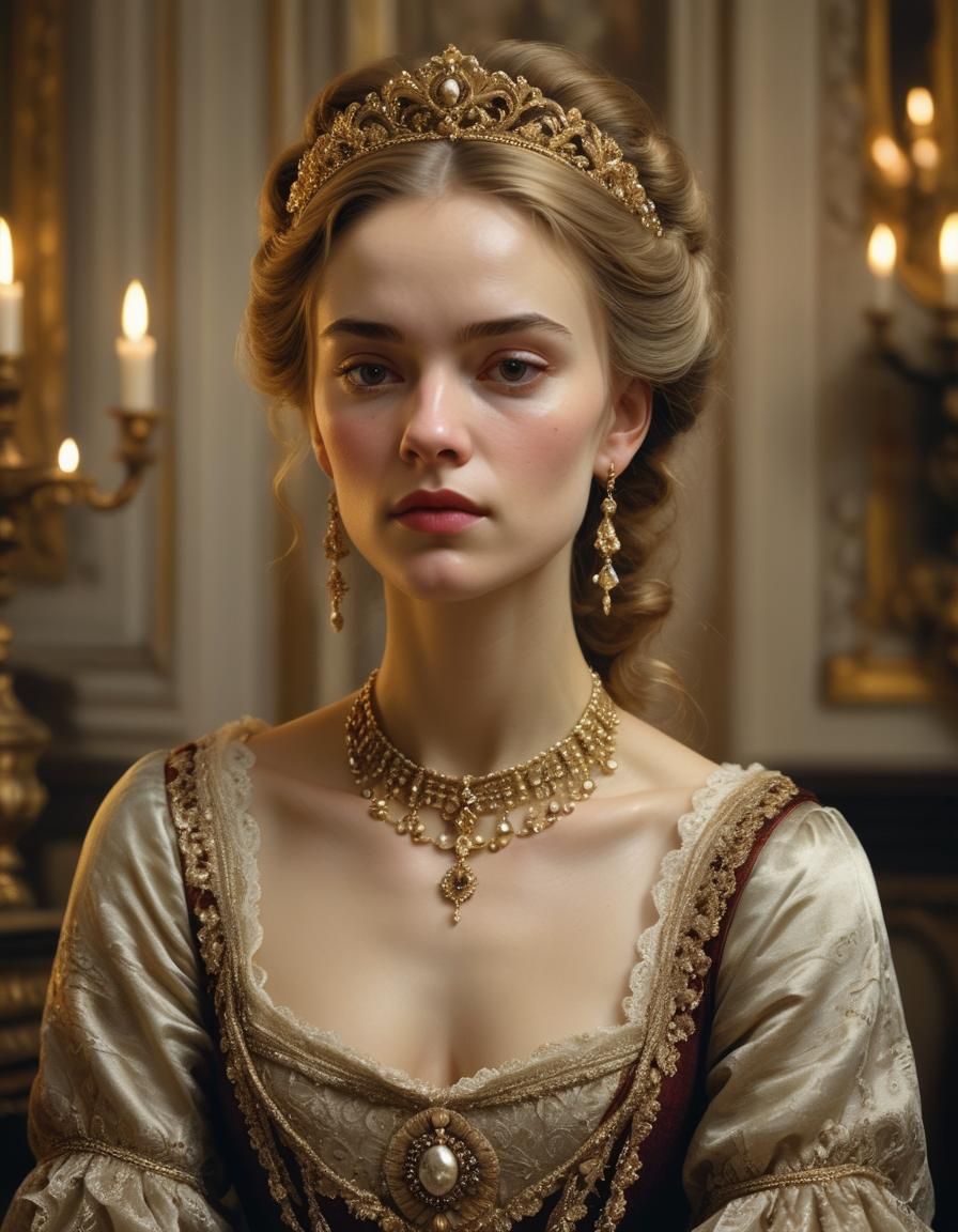Regal Young Lady in Elegant Baroque Setting