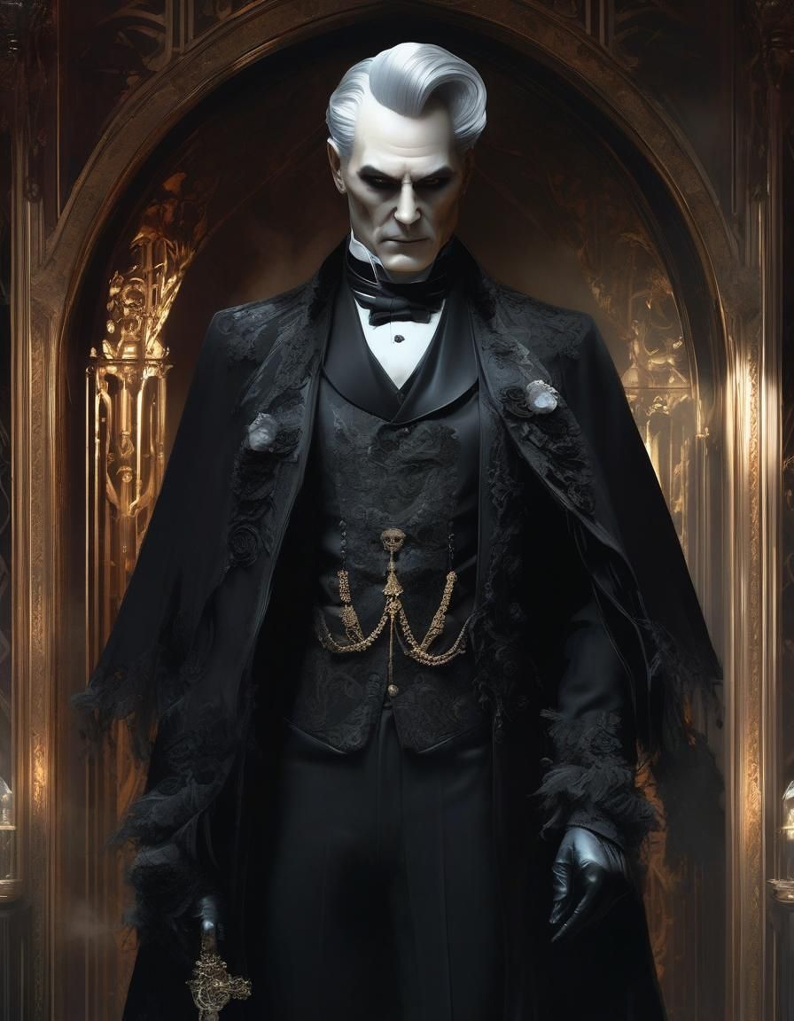 Sinister Occult Butler in Gothic Setting