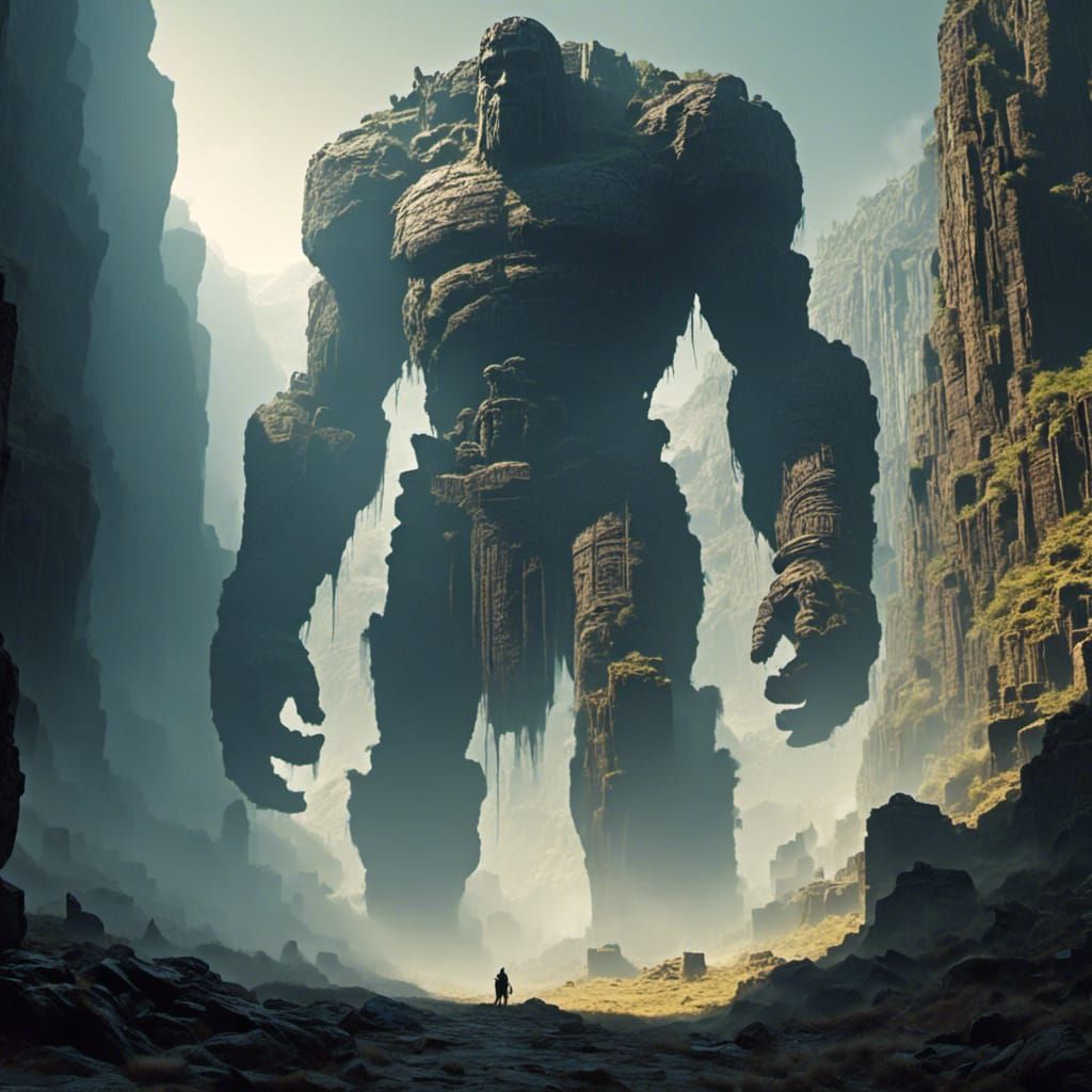 Towering Stone Colossus in Desolate Valley