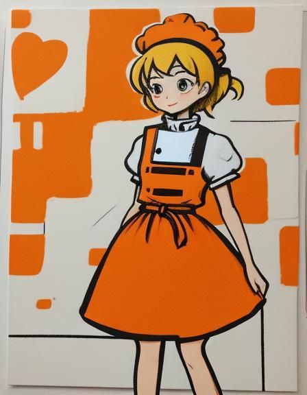 Cute Cartoon Chef Girl in Abstract Art Style