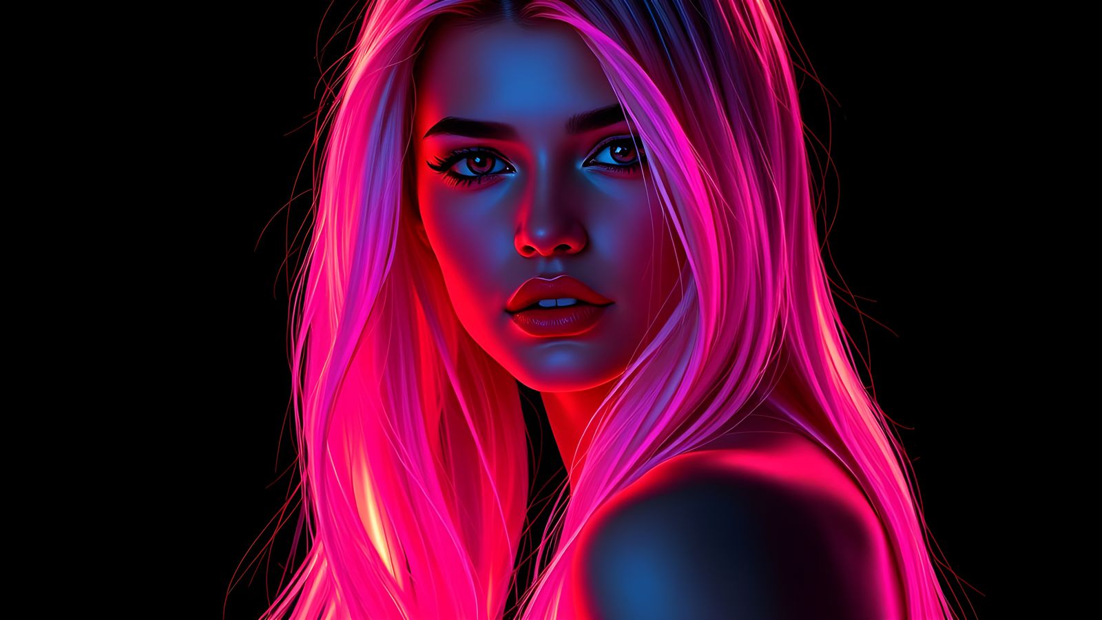 Luminous Silhouette: A Cyberpunk Girl of Flickering Lights