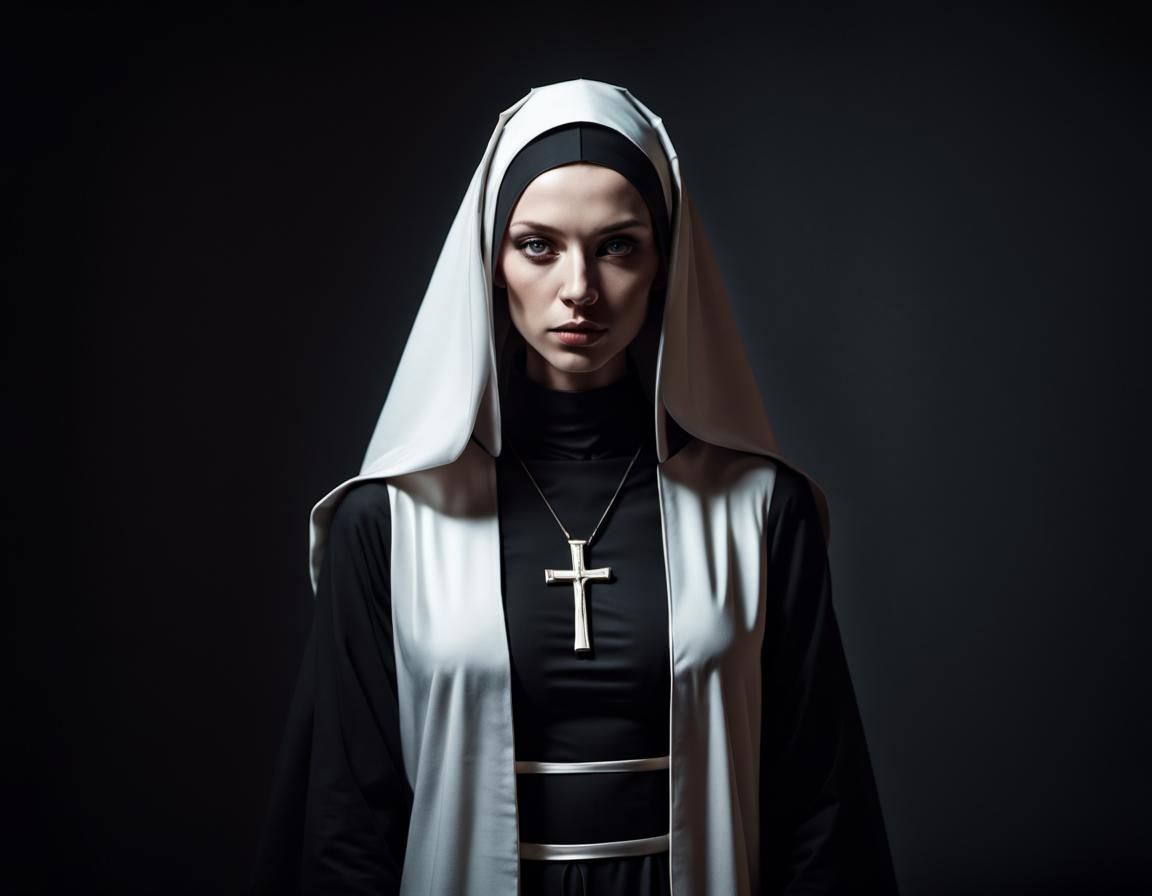Medieval Nun in Dark, Moody Lighting