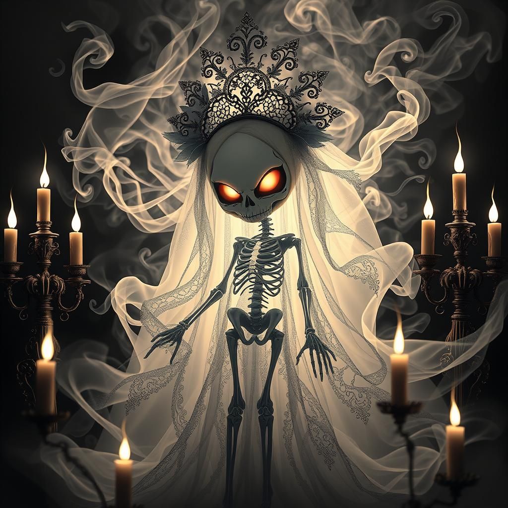 Angry Ghost in Día de Muertos Filigree