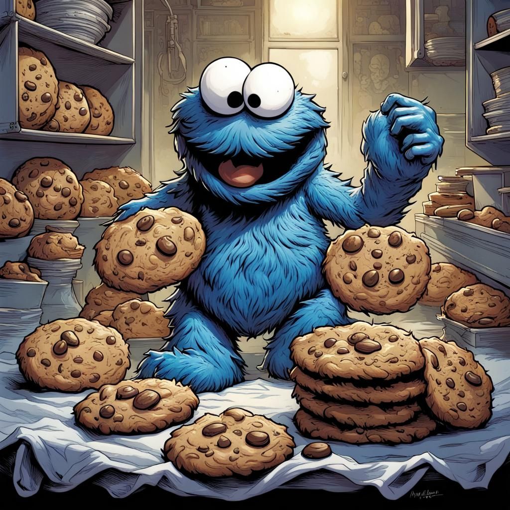 Cookie Monster Comic Book Art by Brooks and Mumford
