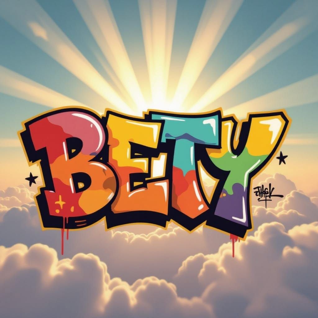 Vibrant Wildstyle Graffiti Letters BETY in Divine Light