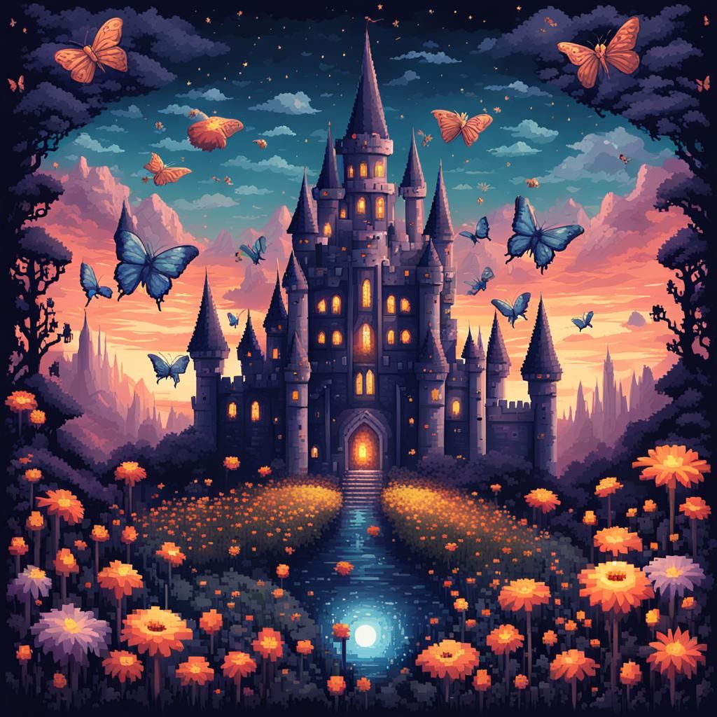 Pixel Art: Angels Defend Castle Meadow