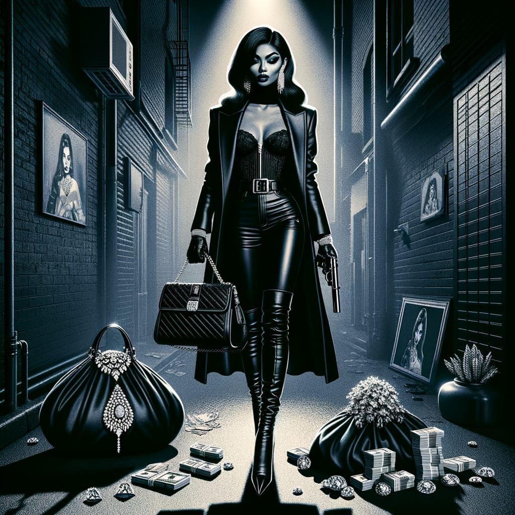 Dark Noir Portrait of a South Asian Jewel Thief in a Gritty ...