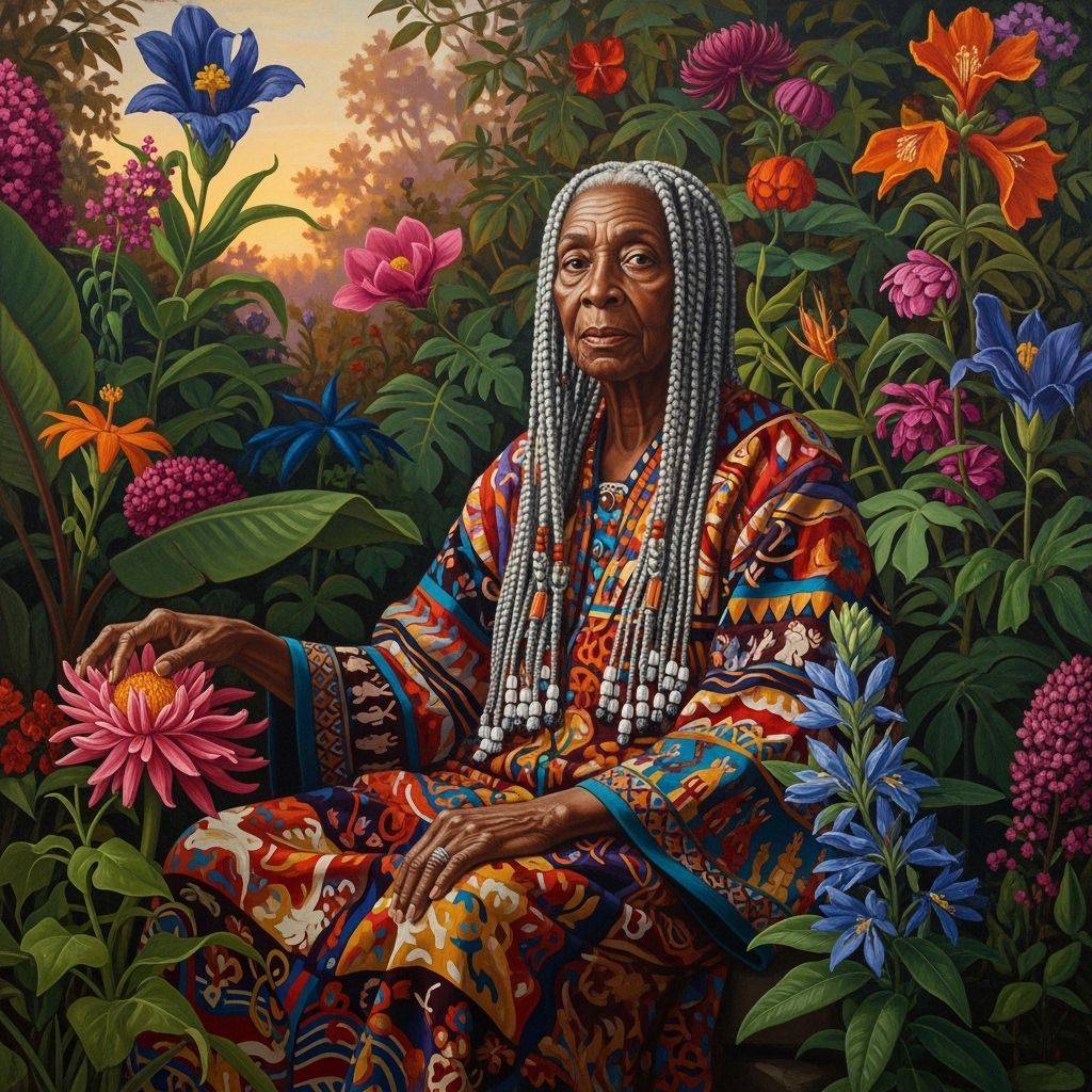 Wise Woman with Silver Braids in Renaissance Style