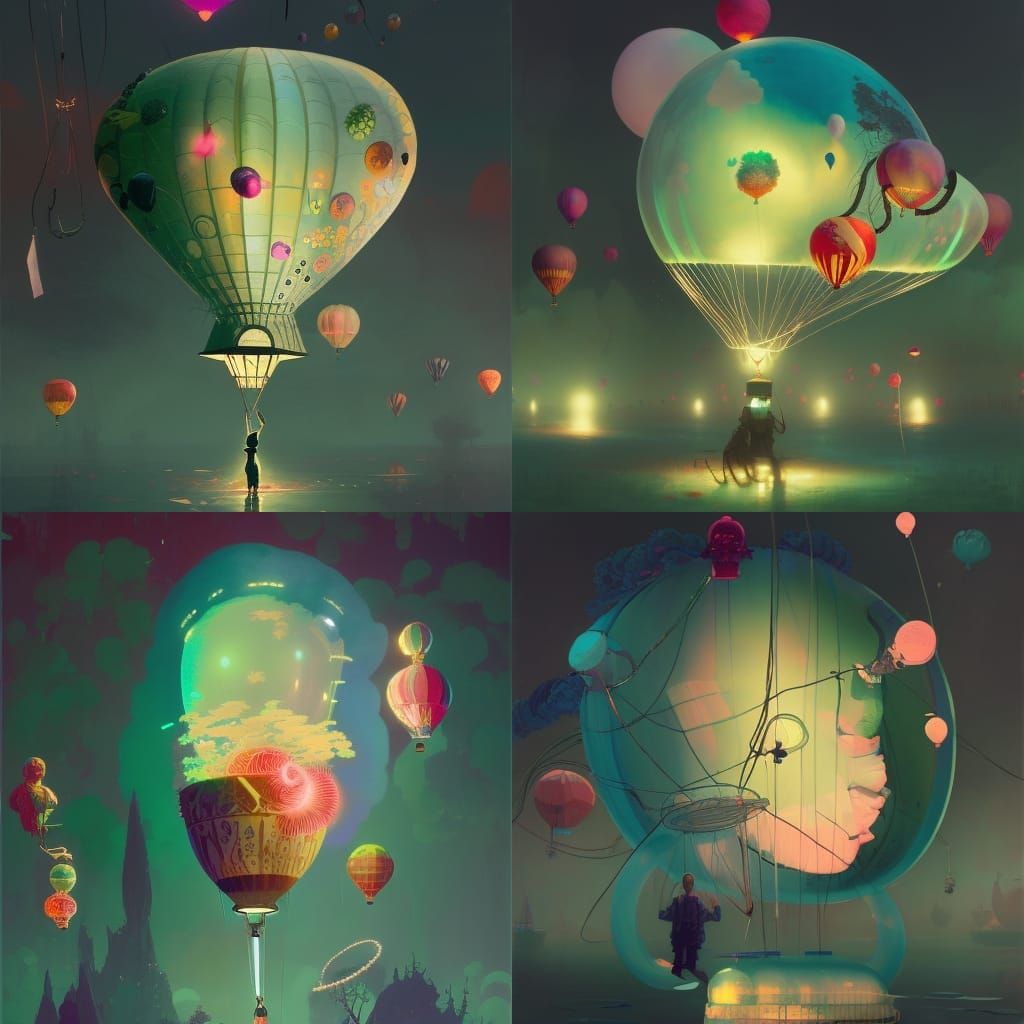 Bioluminescent Complexity Inside Transparent Balloon