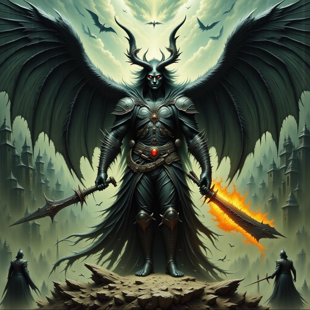 Flying War Demon with Textured Wings