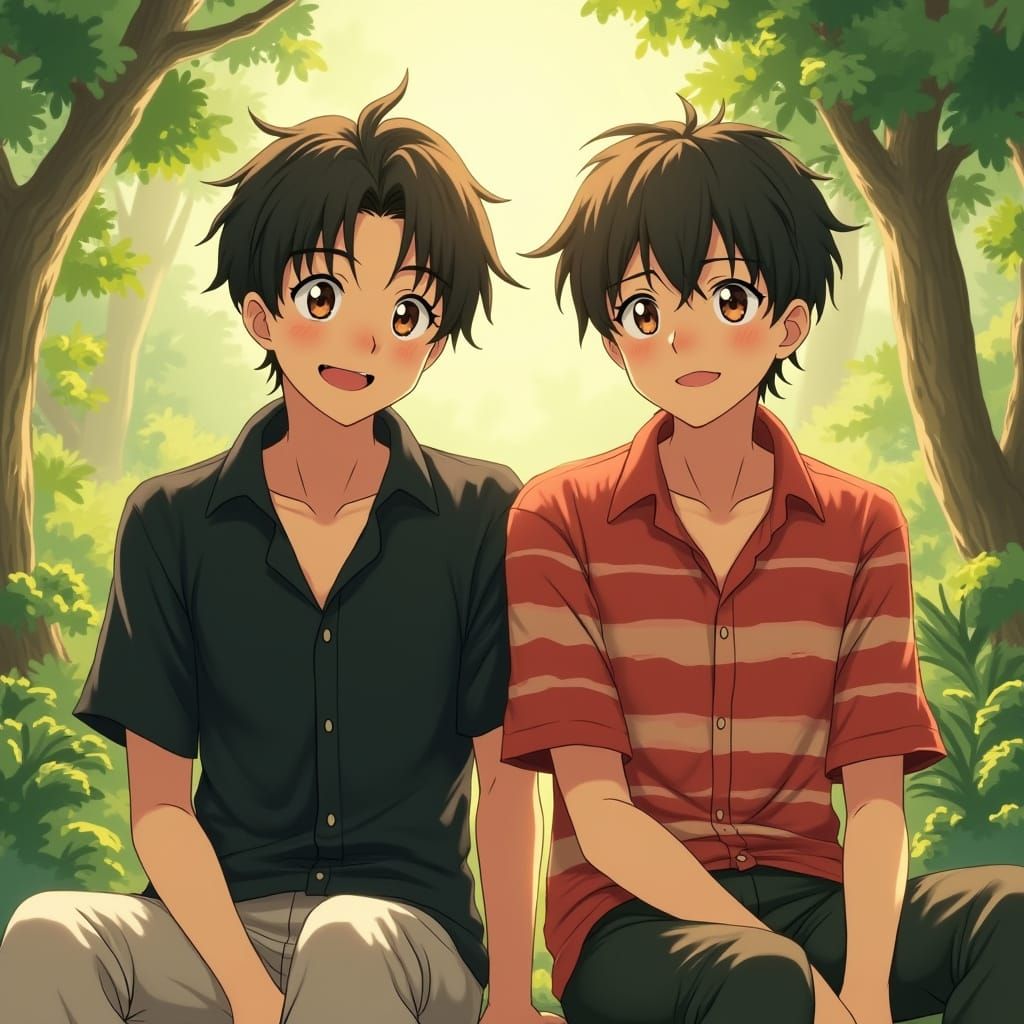 Whimsical Friends in a Japanese Garden