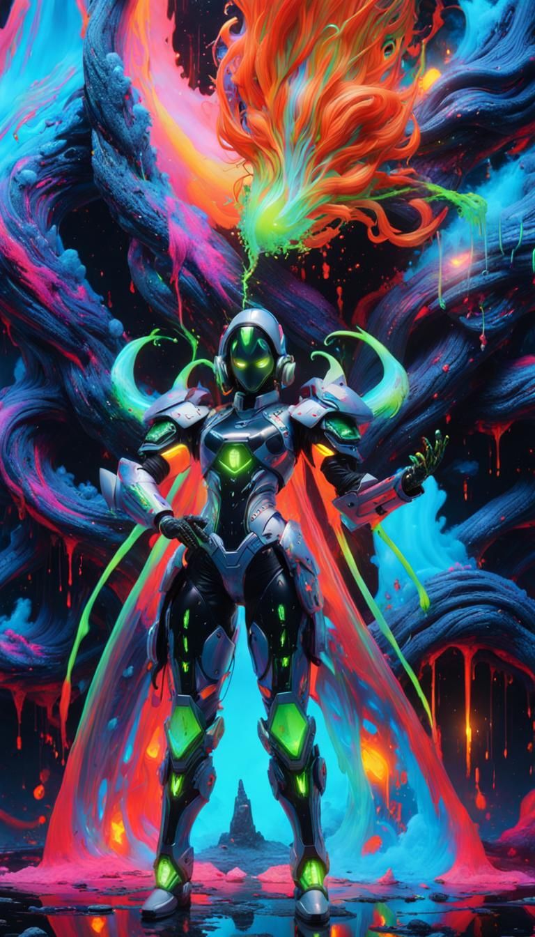 Slime Girl in Sci-Fi Armor Graffiti Art