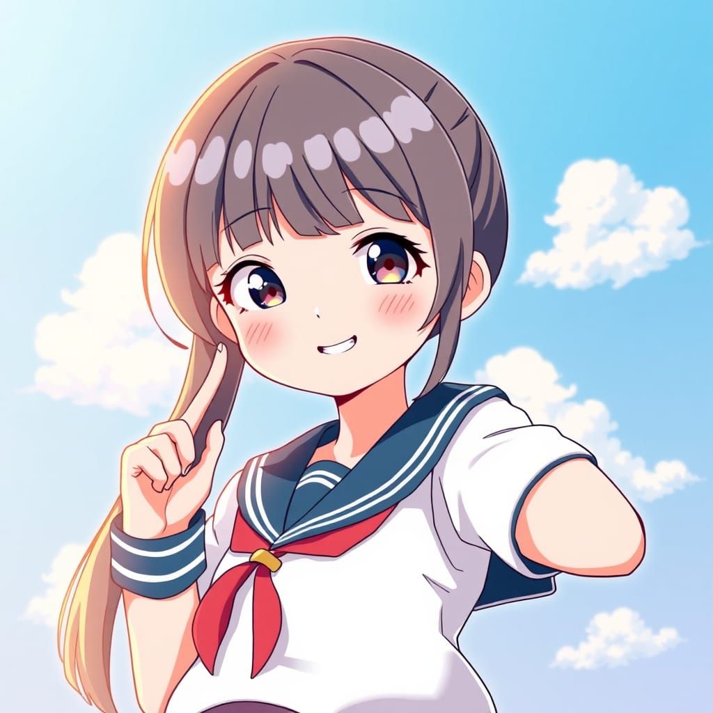 Diana Barry in Sailor Uniform, Manga Anime Style