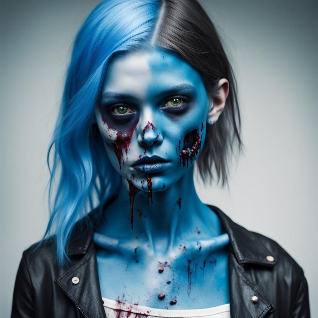 Blue Half-Human, Half-Zombie Girl