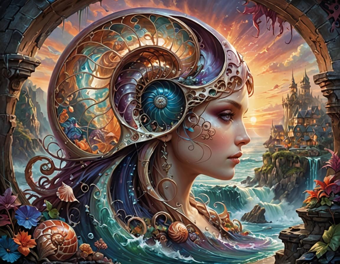 Fantasy Scenes Inside Nautilus Shell