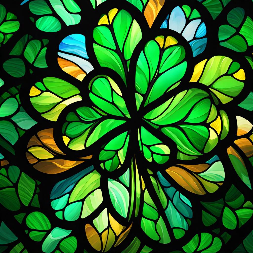 Stained-Glass Four-Leaf Clovers in Artstation Style