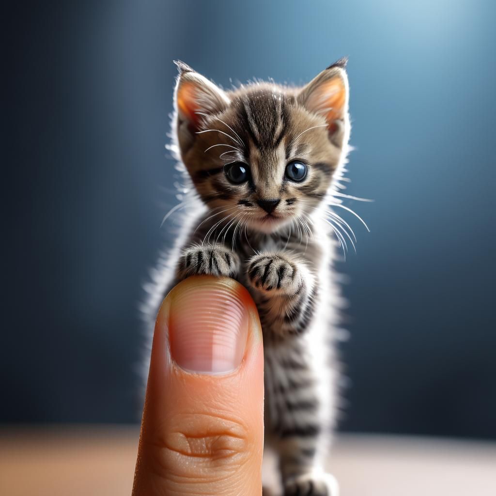 Macro Photo of Tiny Kitten on Finger