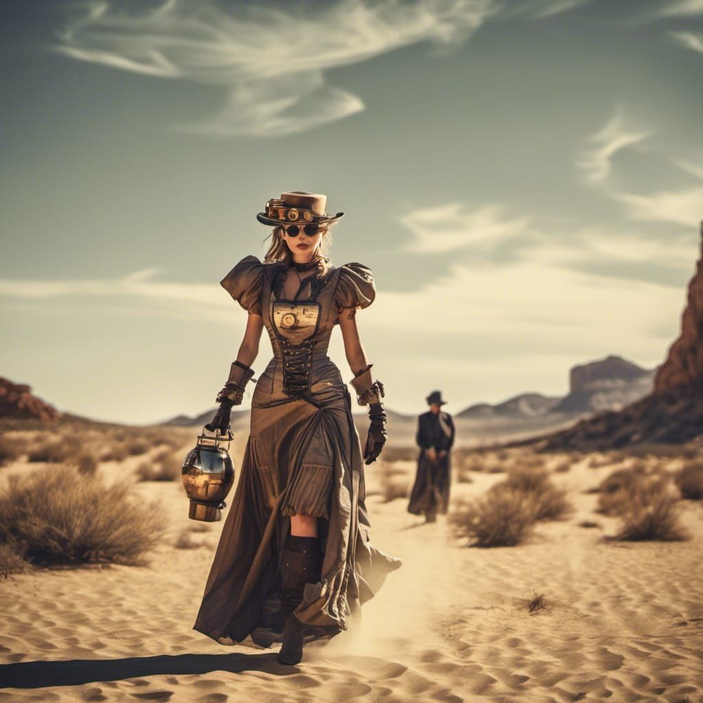 Desert Enchantress and Steampunk Spider at Sunset