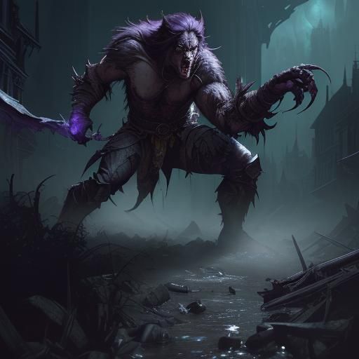 Van Helsing vs. Werewolf: Dark Fantasy Art