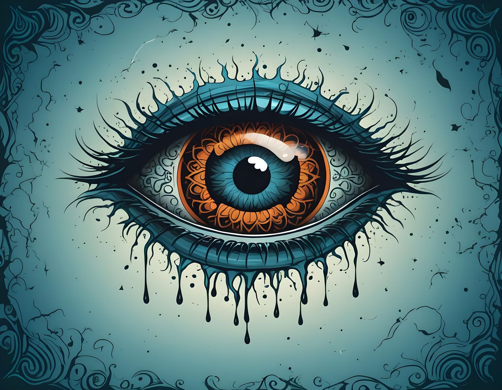 Eerie Blue Eye Vector Illustration for Halloween
