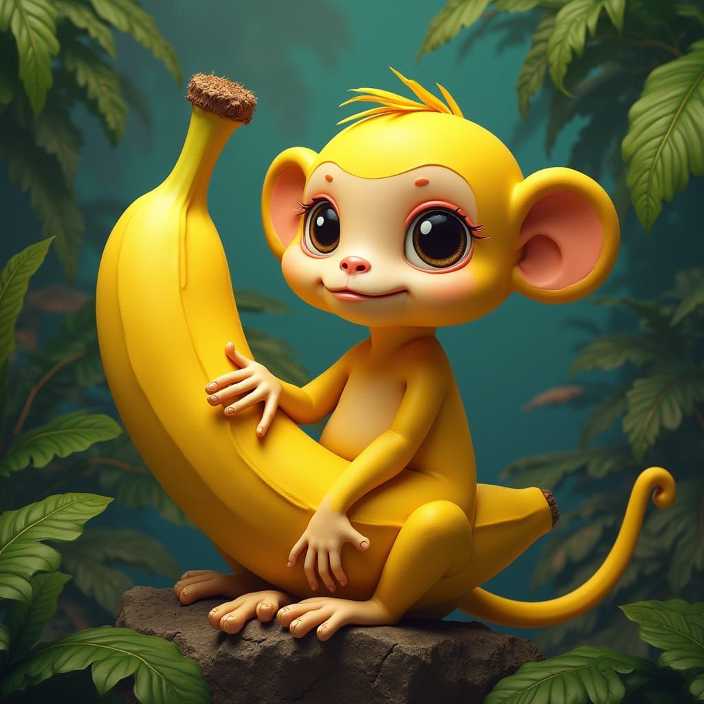 Monkey-Banana Hybrid in Tropical Fantasy