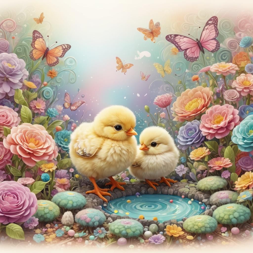 Pixar-Style Chicks in Candyland Wonderland