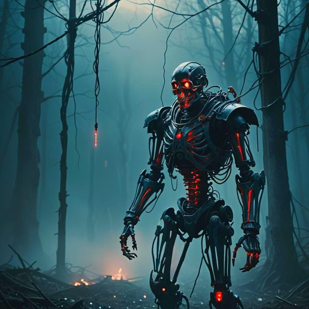 Skeletal Warforged with Glowing Core: Cinematic Still