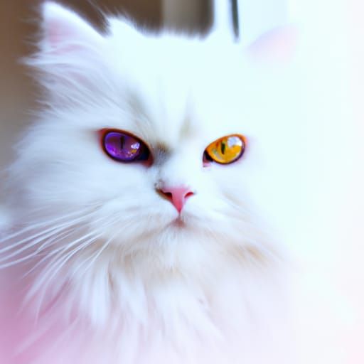 White Cat with Purple Eyes and Shimmering Fur