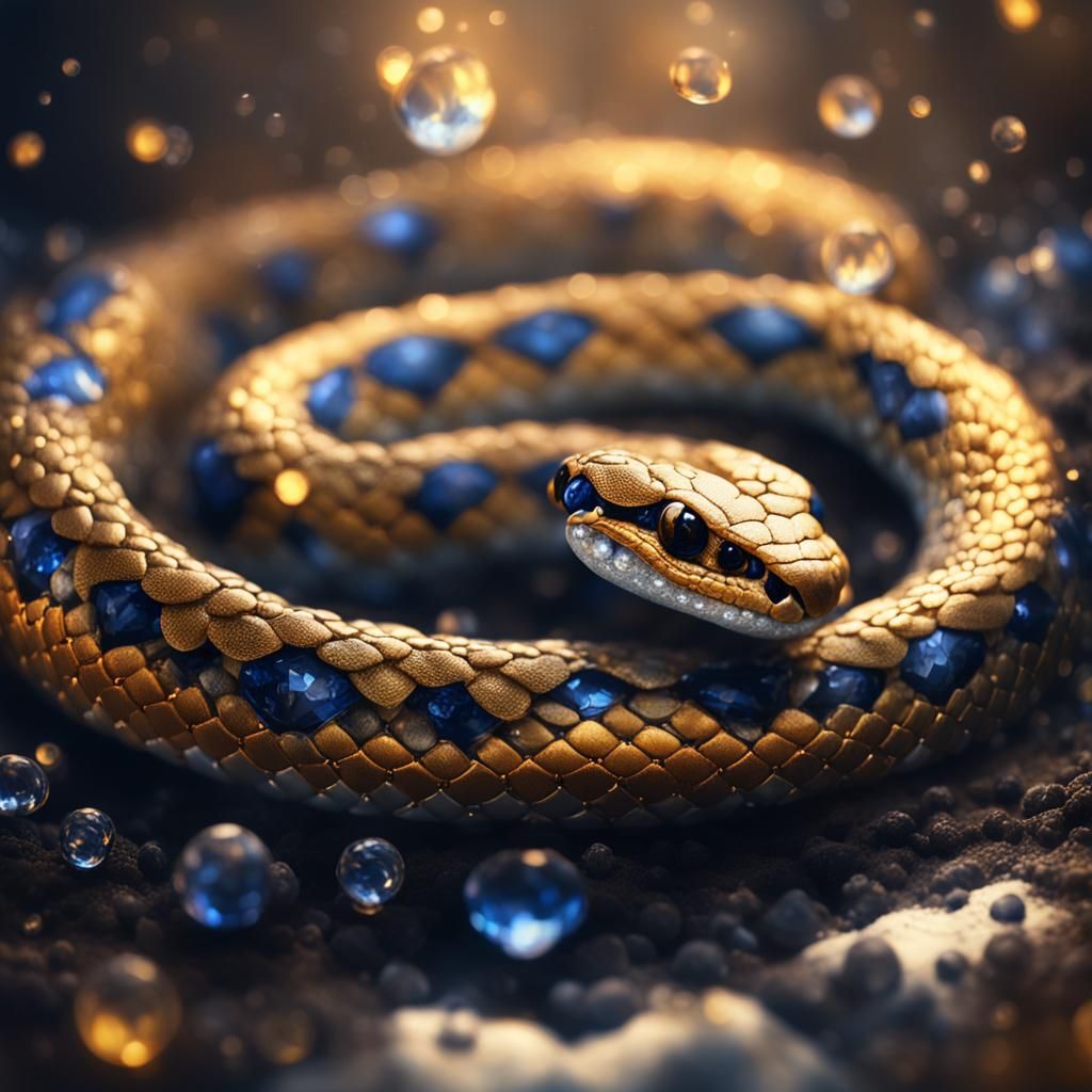 Sapphire Snake Dissolving in Smoke: Digital Matte Painting