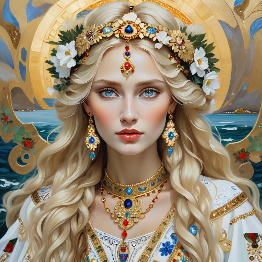 Slavic Beauty Portrait with Golden Accents