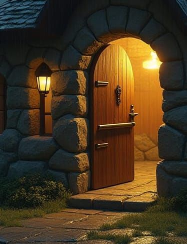 Stone Farmhouse Doorway in Detailed Matte Painting