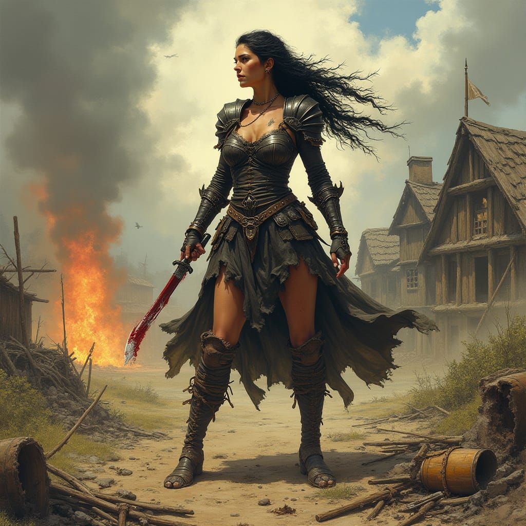 Fierce Medieval Thief in Gritty Fantasy Art Style