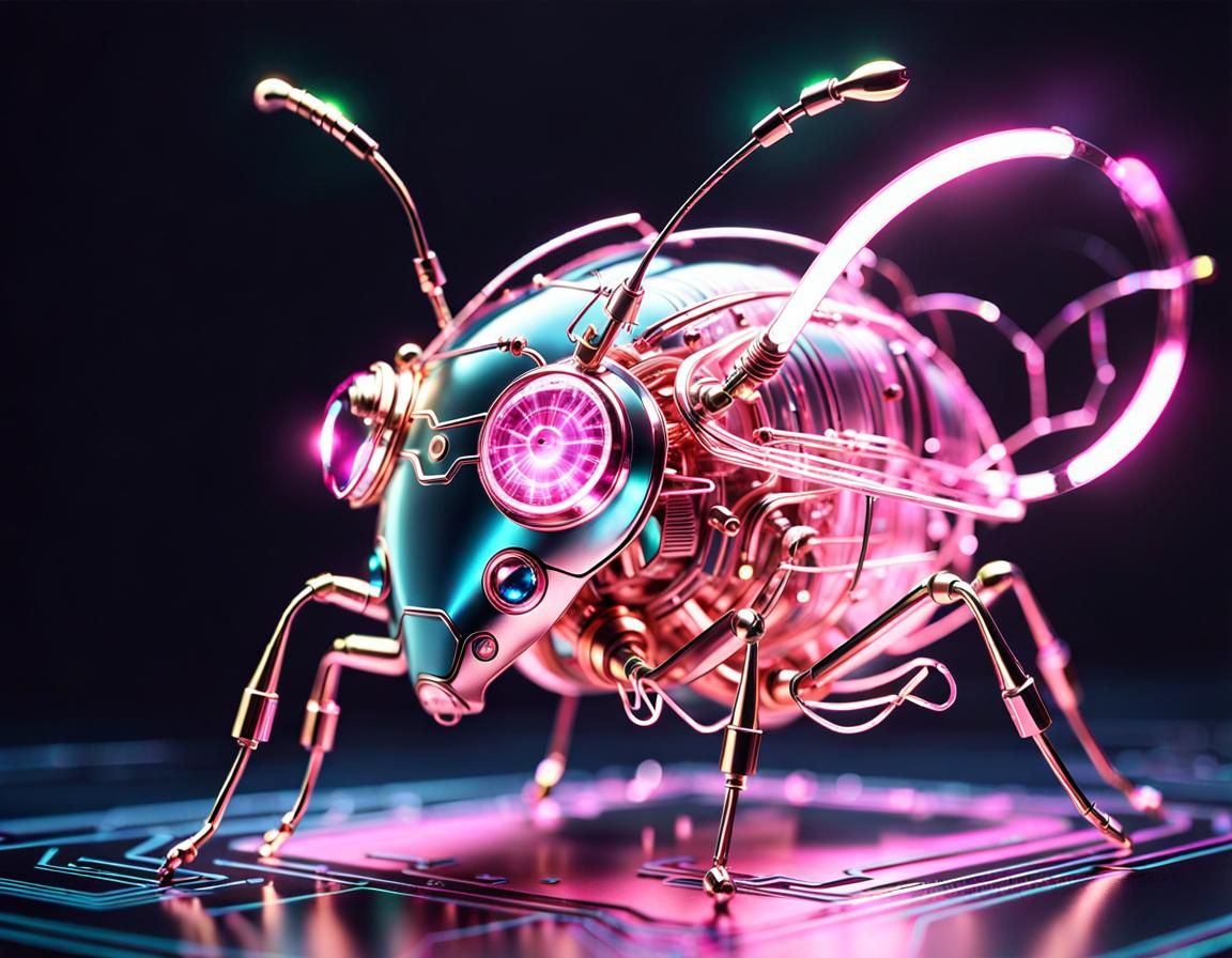 Adorable Circuit Board Bug in Steampunk Style