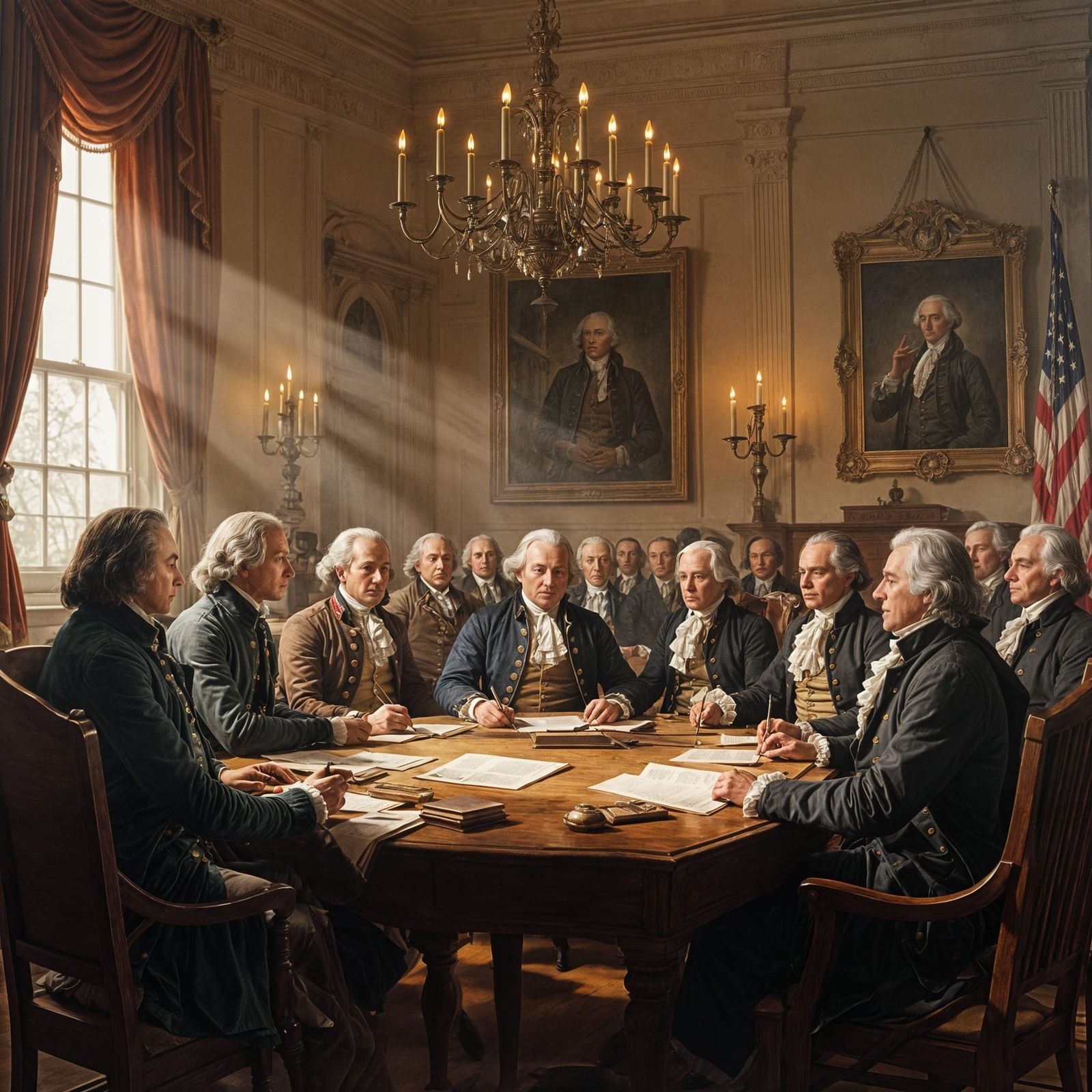 Founding Fathers Gather for Continental Congress in 1776 Phi...