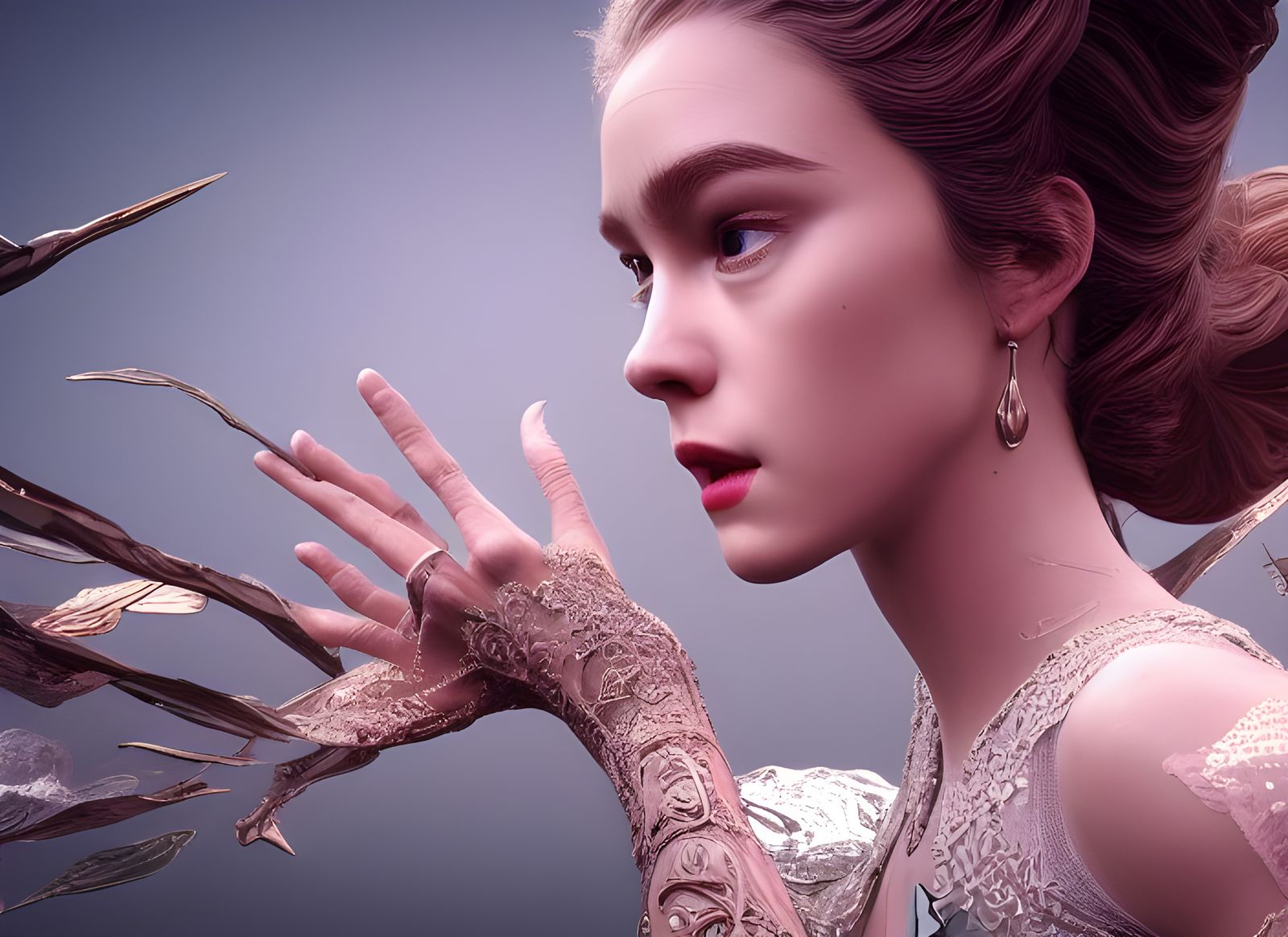 Detailed Digital Art with Sunset Rays and Lens Flare